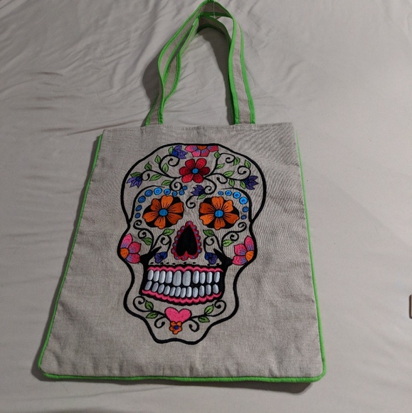 sugar skull tote bag